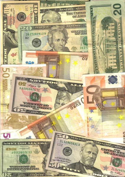 Contesto U $A e banconote in euro — Foto Stock