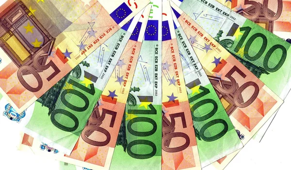 Gama de billetes en euros — Foto de Stock
