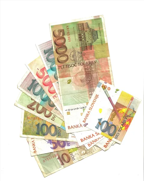 Republiki z tyłu banknotów tolar słoweński — Zdjęcie stockowe