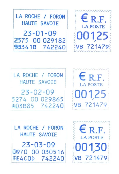 Trzy francuski stempla pocztowego 23-2009 — Zdjęcie stockowe