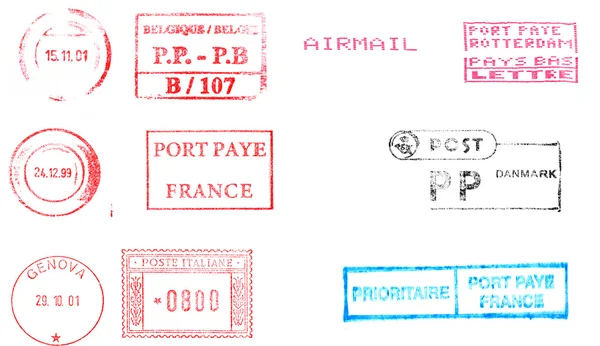 Старые европейские почтовые марки — стоковое фото