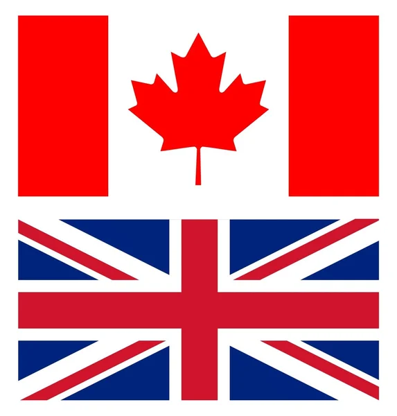 Unión jack y bandera canadiense — Foto de Stock