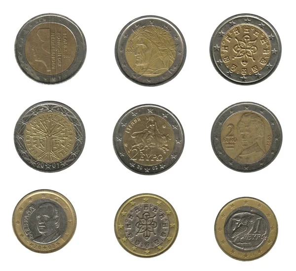 Uno y dos euros —  Fotos de Stock