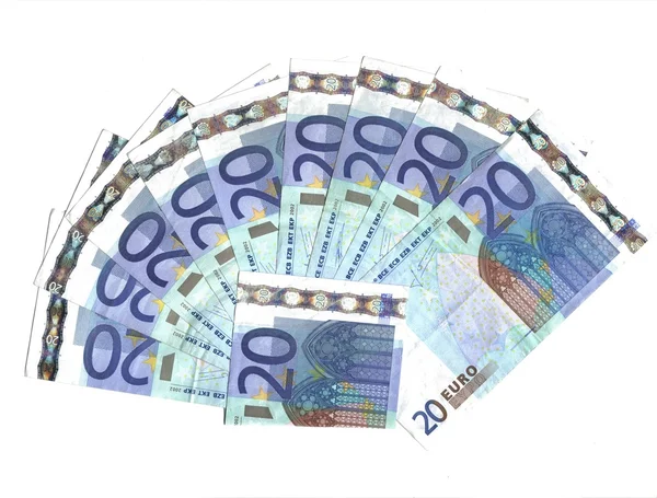 Диапазон банкнот 20 евро — стоковое фото