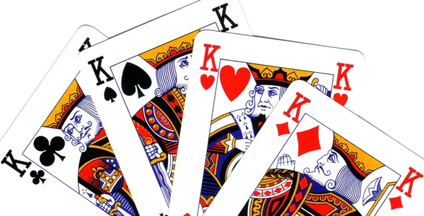 Jogando cartas; poker de rei — Fotografia de Stock