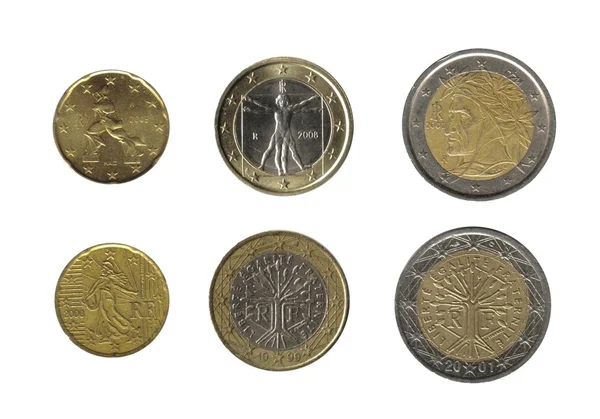 Six italian euro coins — Stock Photo, Image