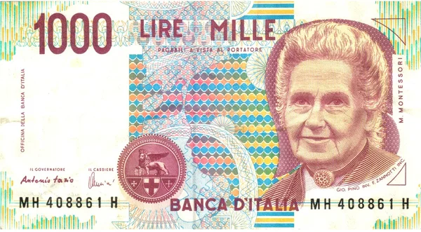 Старая итальянская банкнота, 1000 лир. Лицензионные Стоковые Изображения