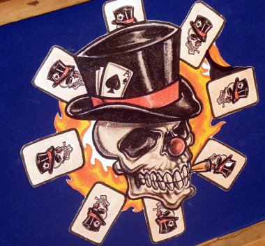 Playing cards with the image of a skull clipart