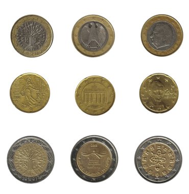 beyaz bitti izole euro coins