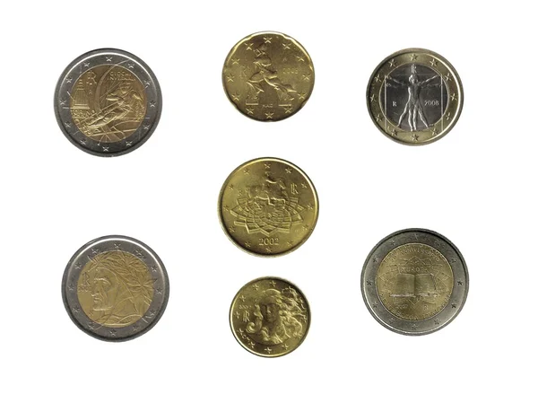 Monedas en euros italianos — Foto de Stock