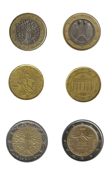 Monedas en euros de Alemania y Francia — Foto de Stock