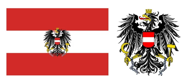 Avusturya arması ve bayrak — Stok fotoğraf