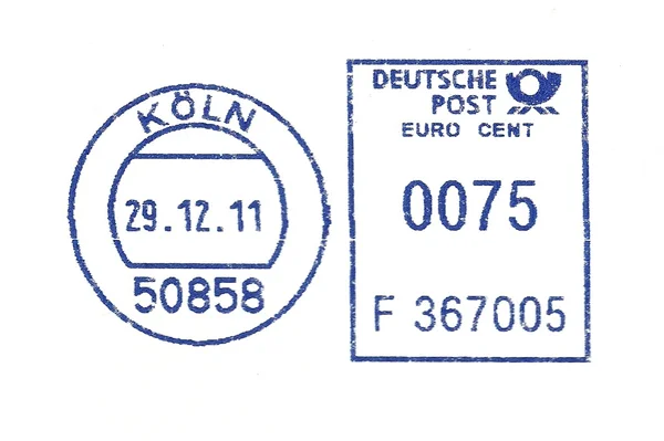 Timbro postale tedesco blu — Foto Stock
