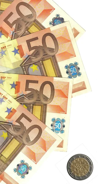 Detalle euro dinero y moneda portuguesa — Foto de Stock