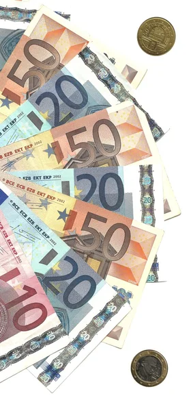 Gama de notas de euro e moedas austríacas — Fotografia de Stock