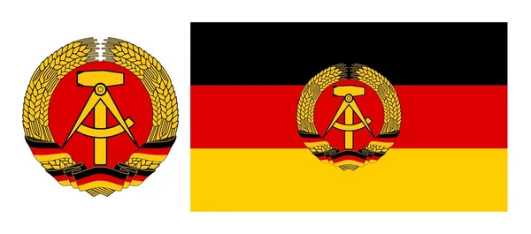 Vlag en wapen van Oost-Duitsland — Stockfoto