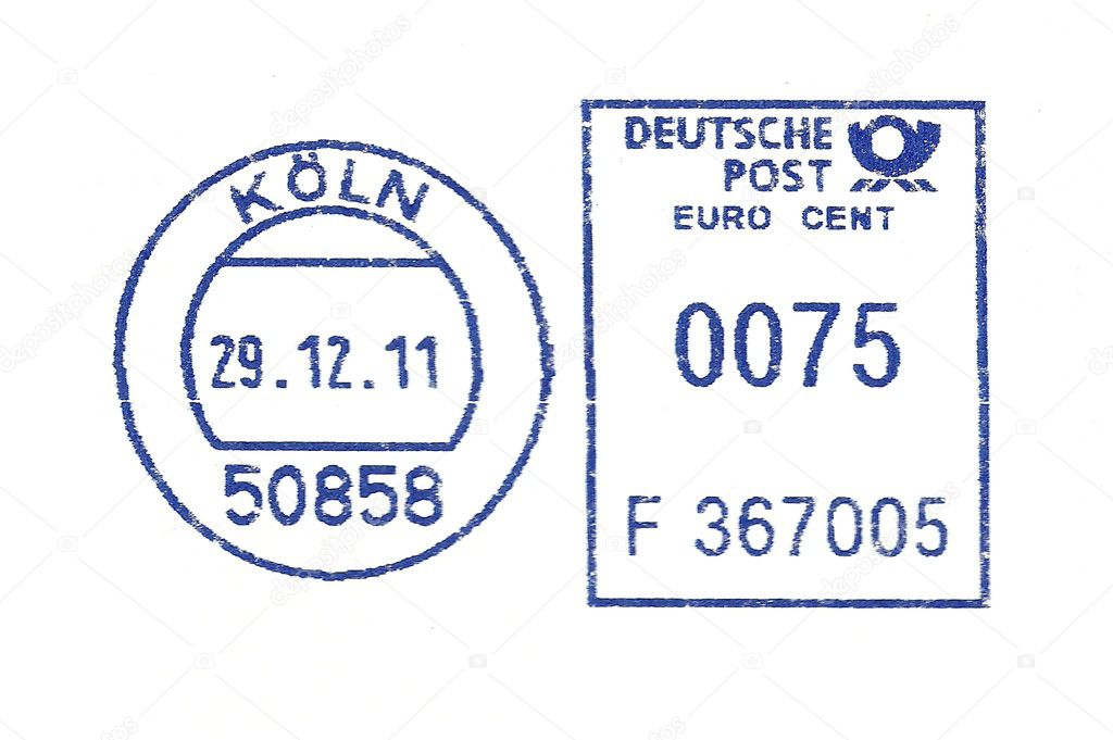 Blue german postmark
