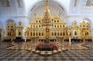 Iconostasis in russian orthodox church clipart