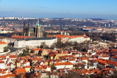 petrin Hill st. vitus Katedrali manzarası. Prag.