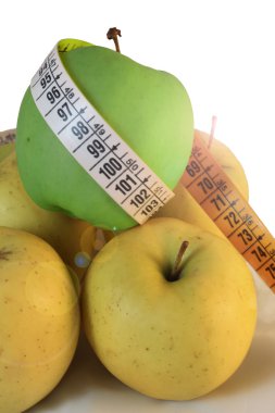 Apples measured by tape meter clipart