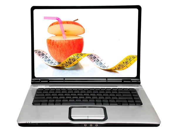橘子、 苹果 & 普通话通过磁带计测量 — 图库照片