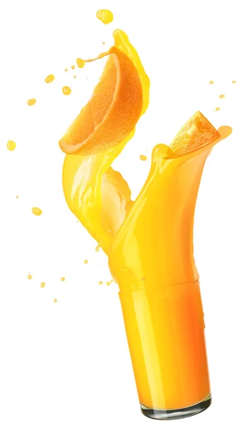 Orangenspritzer isoliert Stockfoto