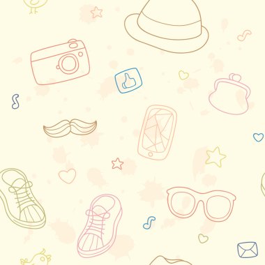 elle çizilmiş desen hipster aksesuarı ile