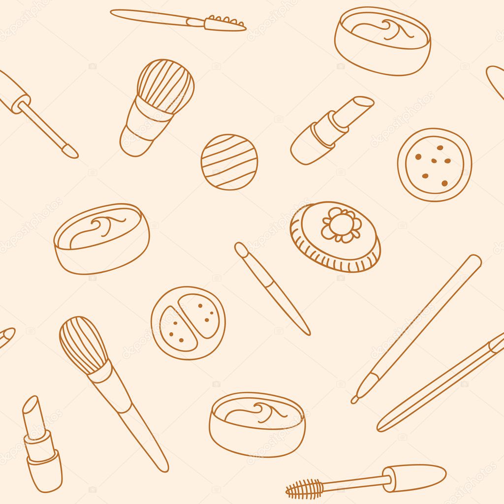 Hand drawn pattern with cosmetics
