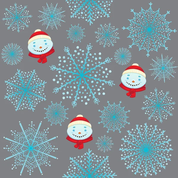 Pattern with a snowman — Stock Vector