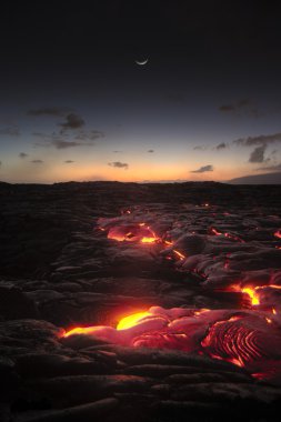 Hawaii lava flow at Kilauea volcano clipart
