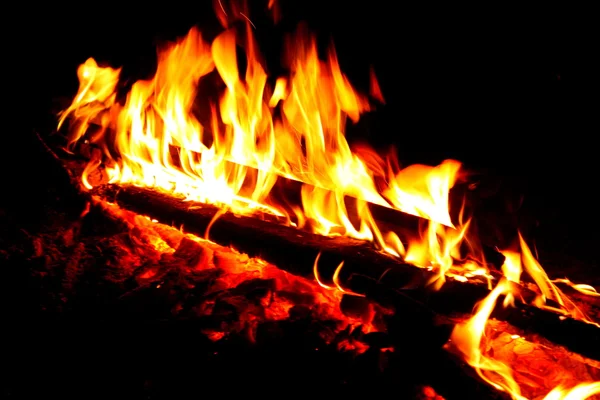 Vedeldning i elden — Stockfoto