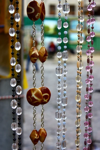 Street storefront with beads — Stock Photo, Image
