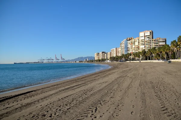 Malaguetta beach med byggnader — Stock fotografie