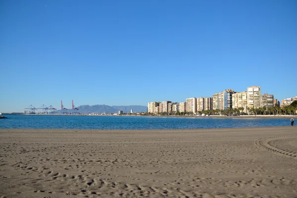 Malaguetta strand met gebouwen — Stockfoto