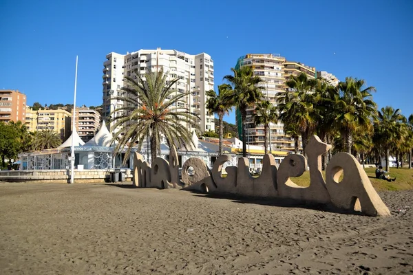 Letras malagueta, nas praias de Málaga — Fotografia de Stock