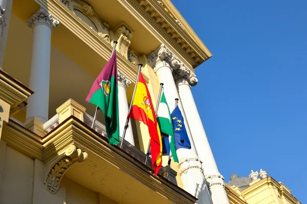 Vlaggen in stad malaga — Stockfoto