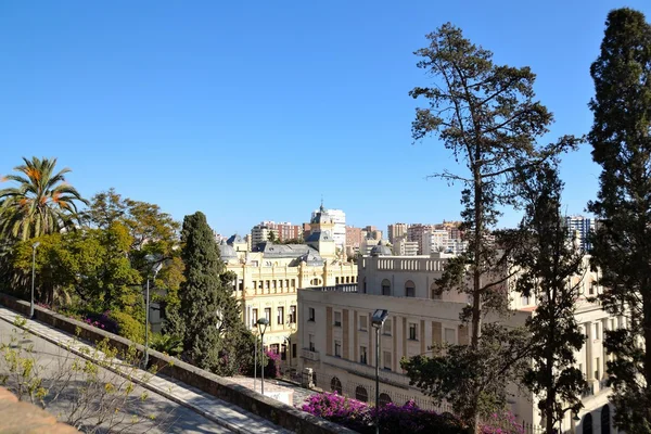 Zamek alcazaba zewnętrzny Malaga — Zdjęcie stockowe