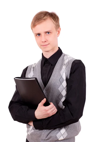 Young man with a folder — Stock Photo, Image