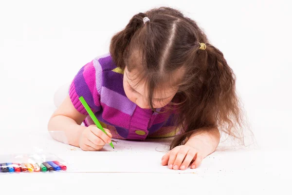 Beautiful little girl drawing — Stock Photo, Image