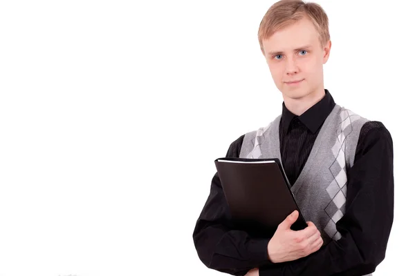 Young man with a folder — Stock Photo, Image