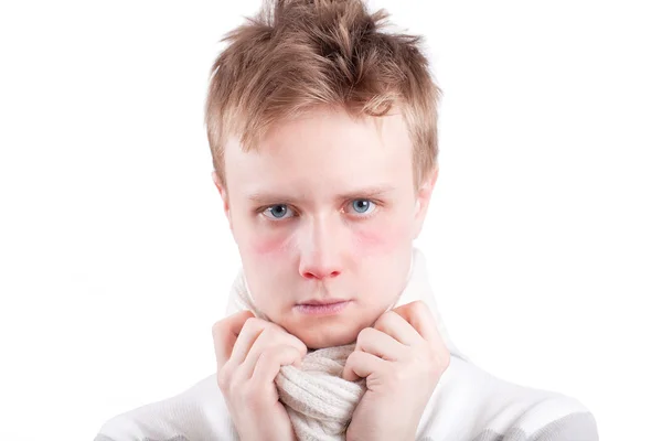 Young man suffering from the flu Stock Photo