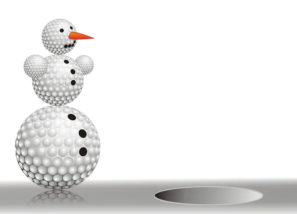 Зимний снеговик из мячей для гольфа на белом — стоковое фото