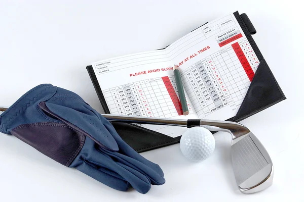 Golfschläger mit Ball und Handschuh — Stockfoto