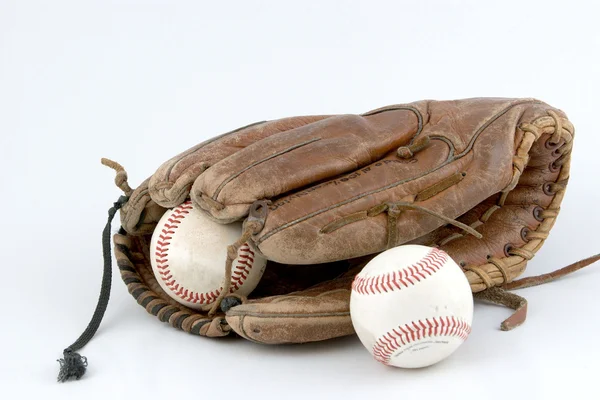 Baseball in mitt isolated on white background — Stock Photo, Image