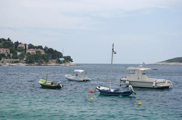Harbour of Hvar with boats — Stock Photo, Image