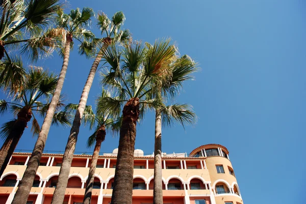 Hotel mit Palmen — Stockfoto