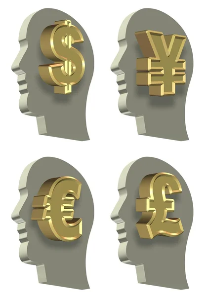Head and money set — Stock Photo, Image