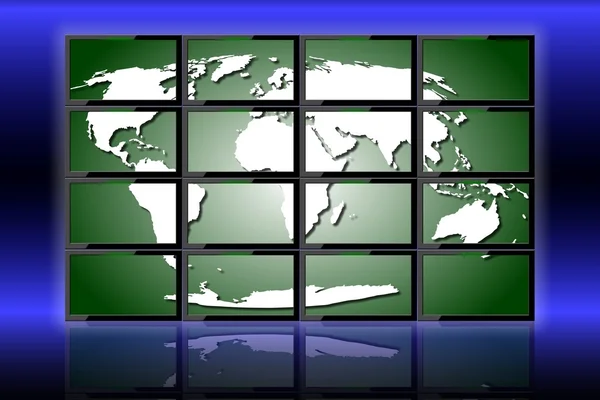 World on monitors — Stock Photo, Image