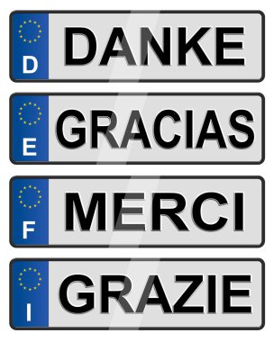 European number plates clipart