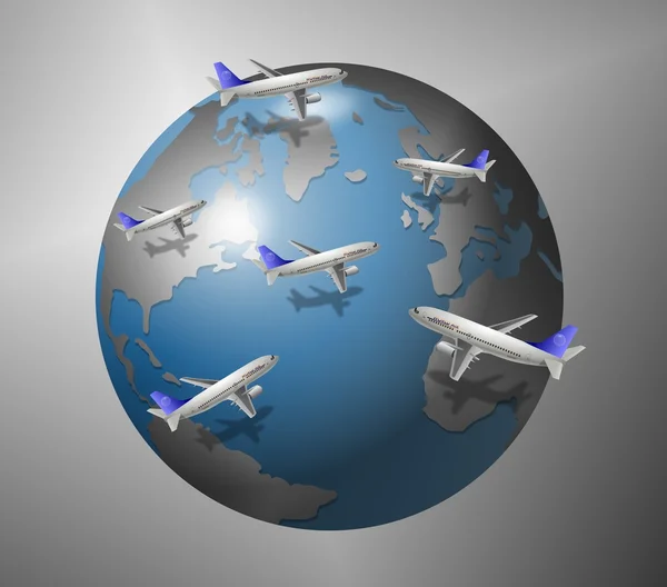 Vliegtuigen en wereld — Stockfoto